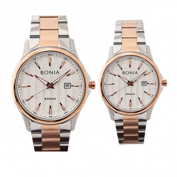 Bonia BR182-1612 Dan Bonia BR182-2612 Silver Rosegold White Couple